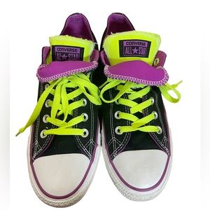 Converse CT All Star Double Tongue 140062F Black Purple Sneakers Women 9/Men 7